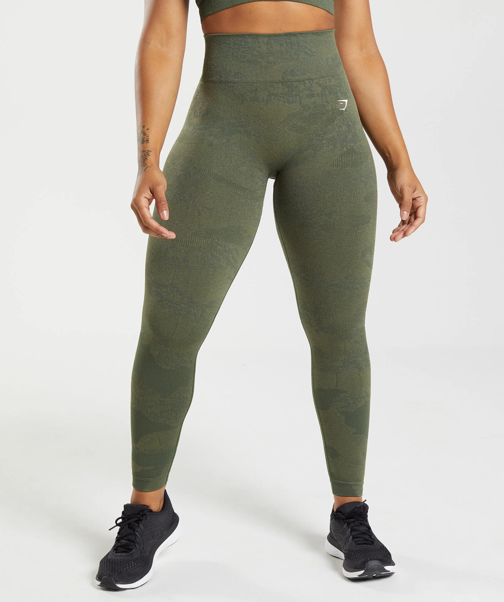 Gymshark Adapt Camo Seamless Leggings - Moss Olive/Core Olive | Gymshark CA