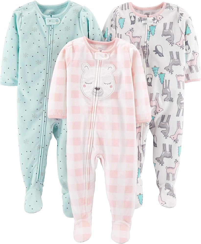 Simple Joys by Carter's girls Loose-Fit Flame Resistant Fleece Footed Pajamas | Amazon (US)