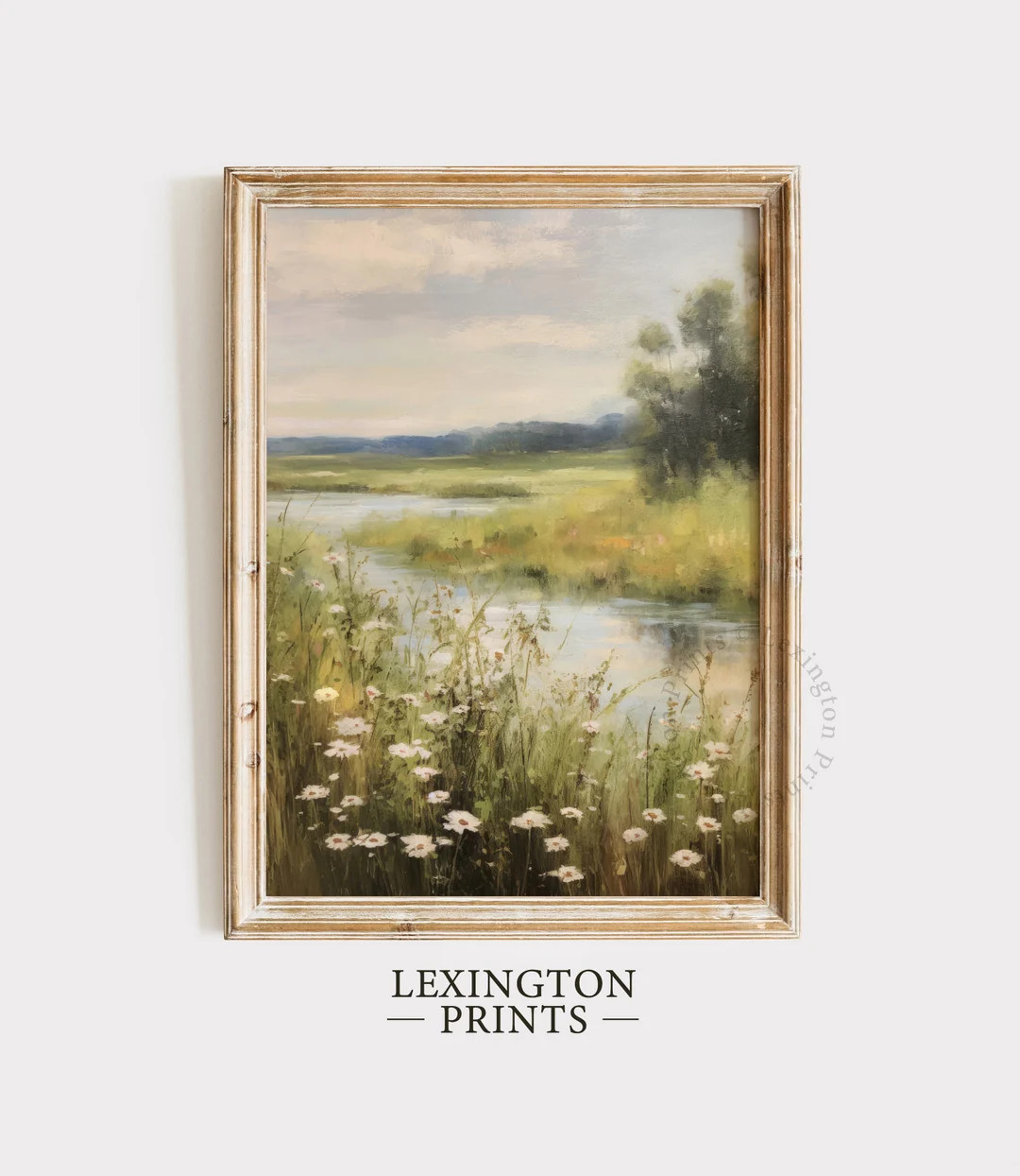 Printable Wildflower Field Landscape Vintage Painting, Spring Print Farmhouse Print Neutral Wall ... | Etsy (US)