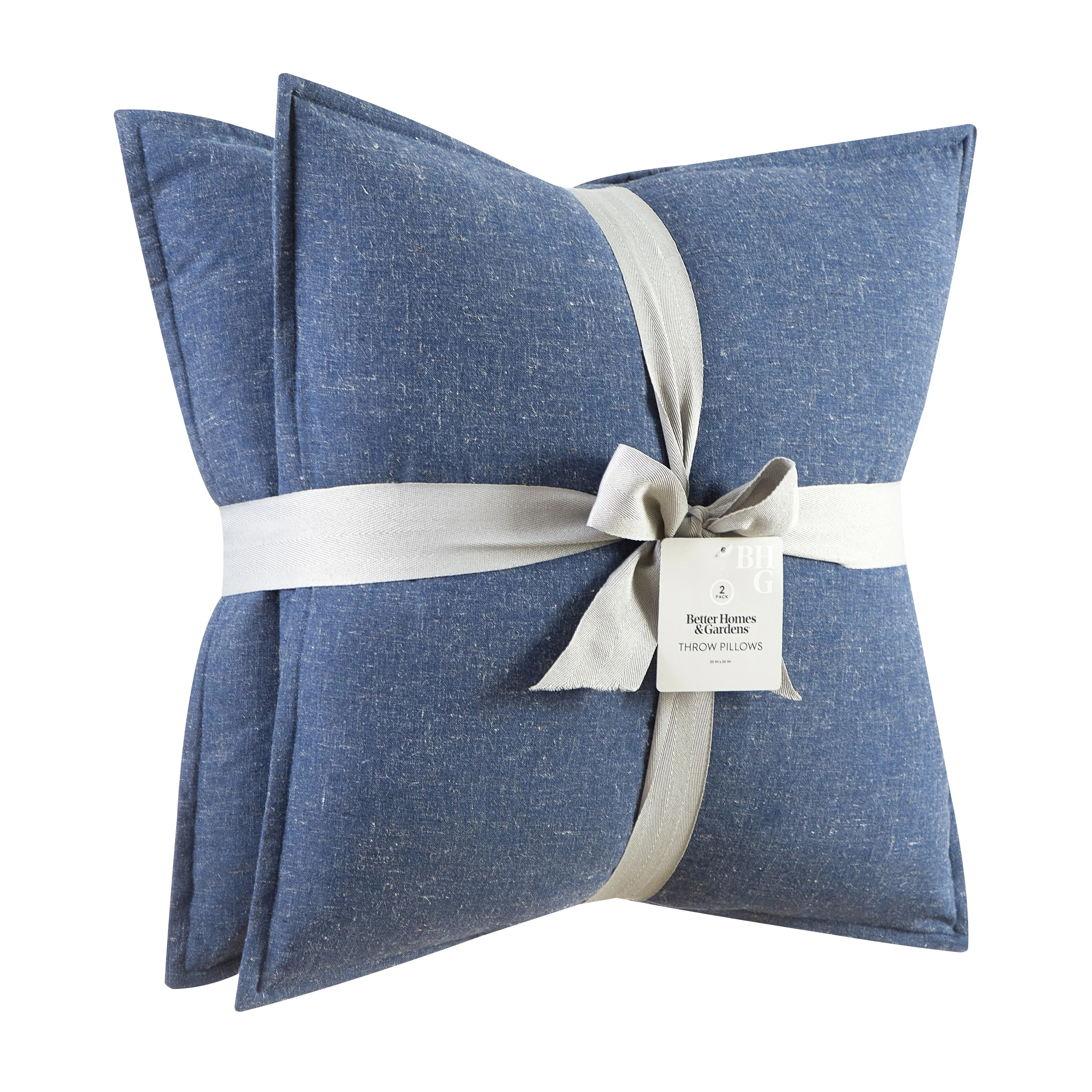 Better Homes & Gardens 2-Pack Linen Pillows, 20"x20" Indigo | Walmart (US)