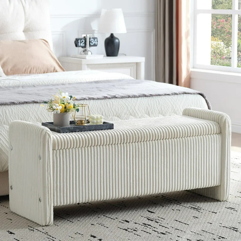 Pinmoco 44" Storage Ottoman Bench, Upholstered Entryway Bench with Storage End of Bed Bench for B... | Walmart (US)