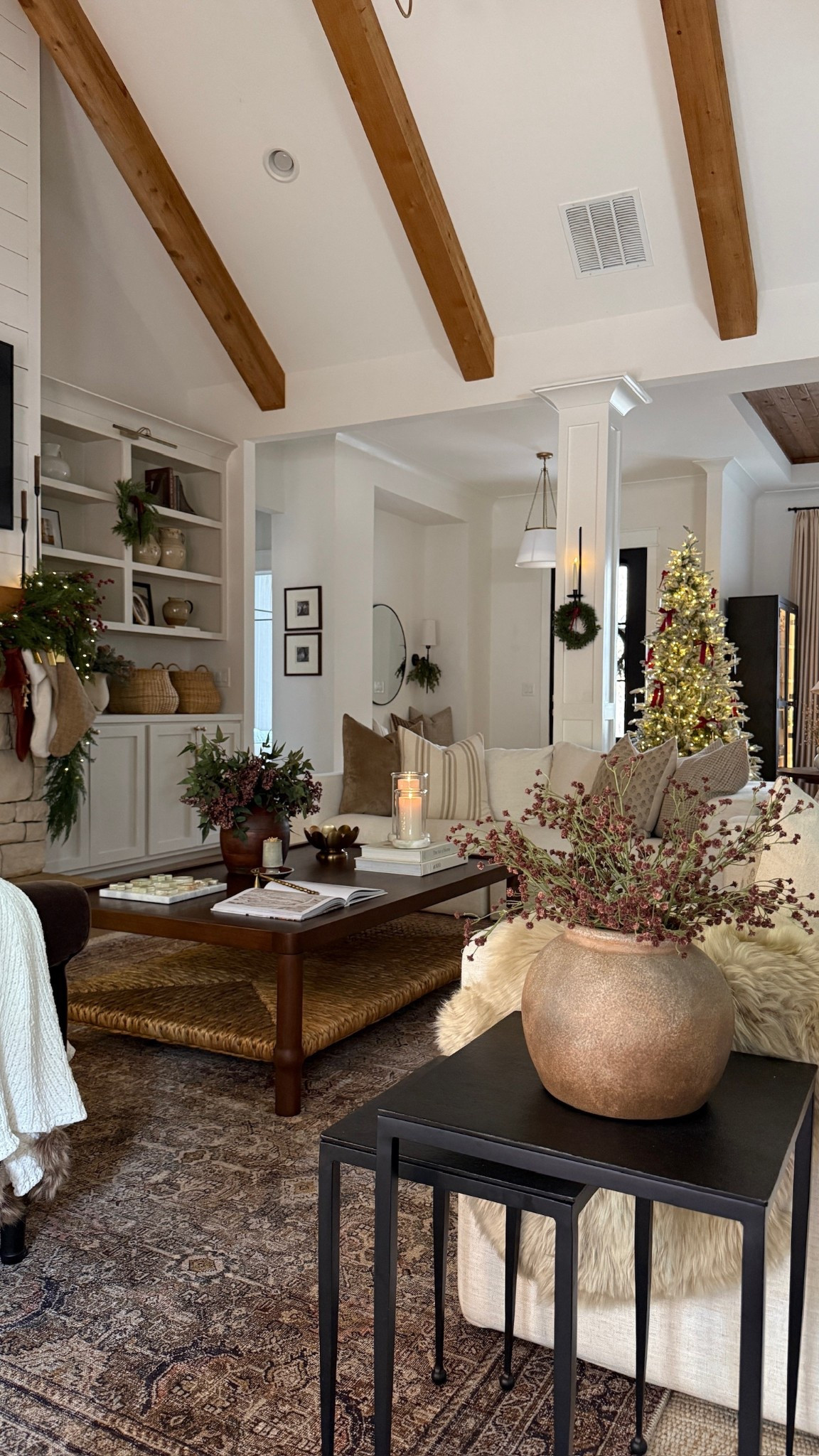 Our cozy neutral and warm holiday great room, my favorite place to be🤍

#LTKHome #LTKHoliday #LTKFindsUnder50