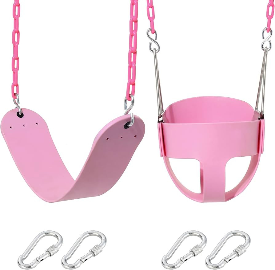 Pink Swing Set - Toddler High Back Full Bucket Swing - Heavy Duty Swing Seat - Swing Set Accessor... | Amazon (US)