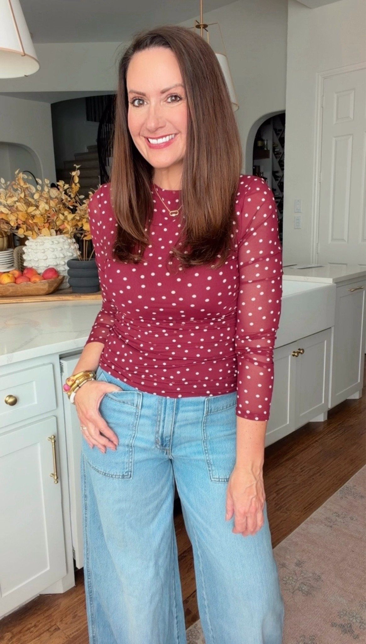 This adorable polka dot top is on sale for just $12! Cute with jeans on it's own or under a blazer. Wearing a small. 3 styles available.
Jeans are so comfy and tts! 
.

#LTKootd #LTKSaleAlert #LTKOver40