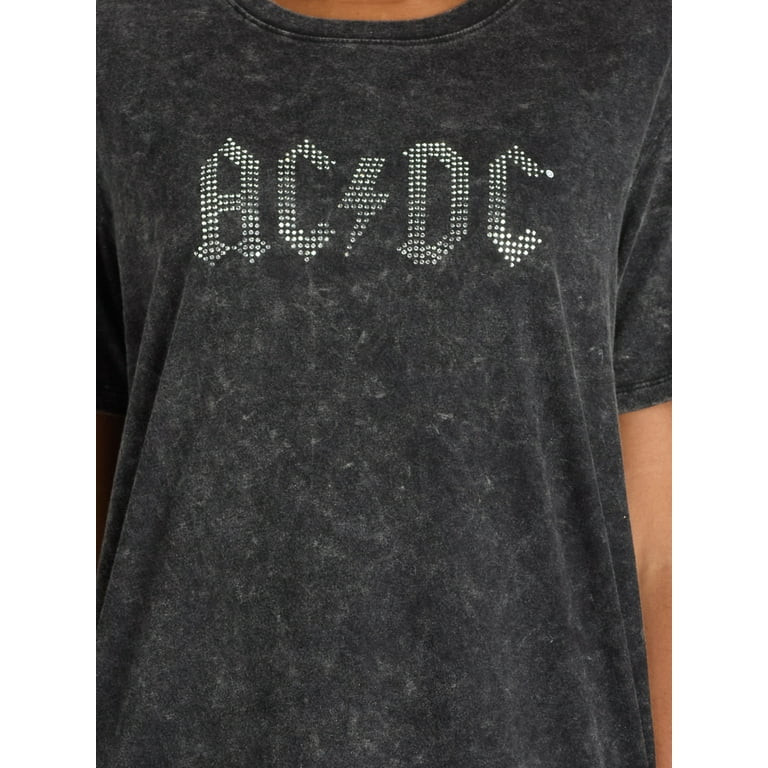 Time and Tru Women’s AC/DC Rhinestud Graphic Band Tee with Short Sleeves, Sizes XS-XXXL | Walmart (US)