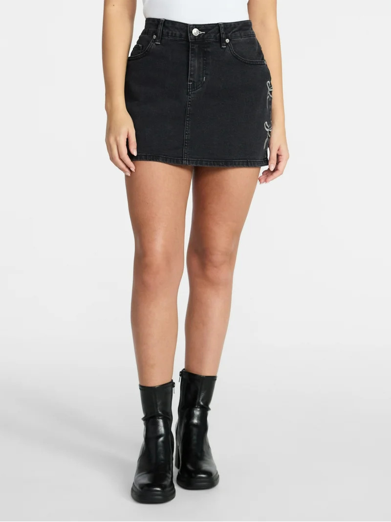 Madden NYC Women's Embroidered Bow Denim Skirt, Sizes XXS-XXL | Walmart (US)