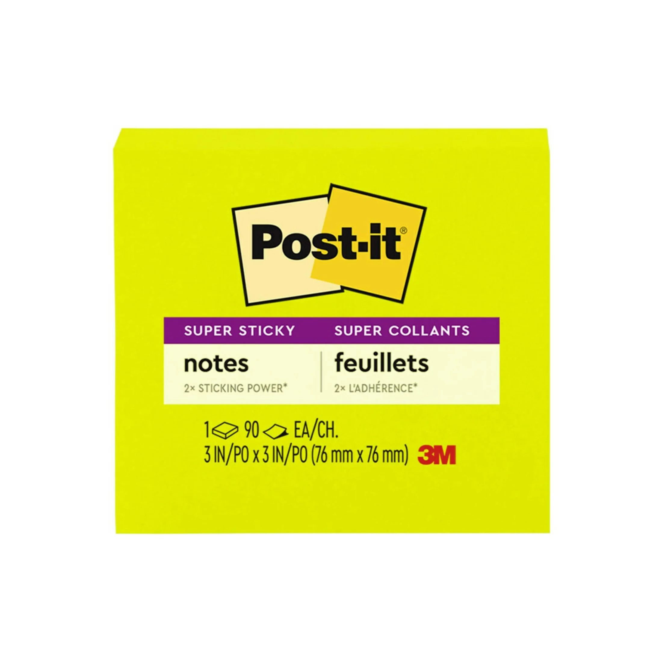 Post-it Super Sticky Notes, 3 in x 3 in, Bright Green, 1 Pad | Walmart (US)