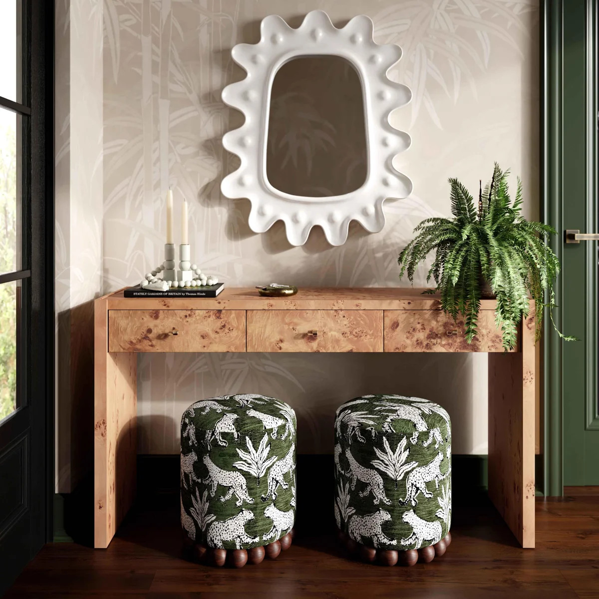 Bergenfield Leopard Jacquard Ottoman | Wayfair North America