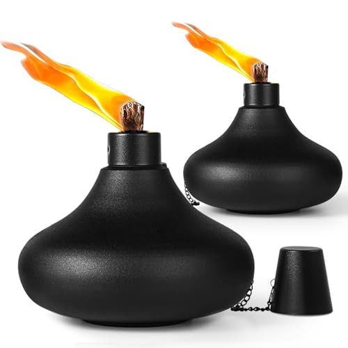 ZSPENG 2 Pack Metal Table Top Torches,24.5 oz Citronella Torches for Outside,Refillable Flame Light Torch with Wicks and Covers, Landscape Lanterns Torches for Party, Garden Decor,DIY | Amazon (US)