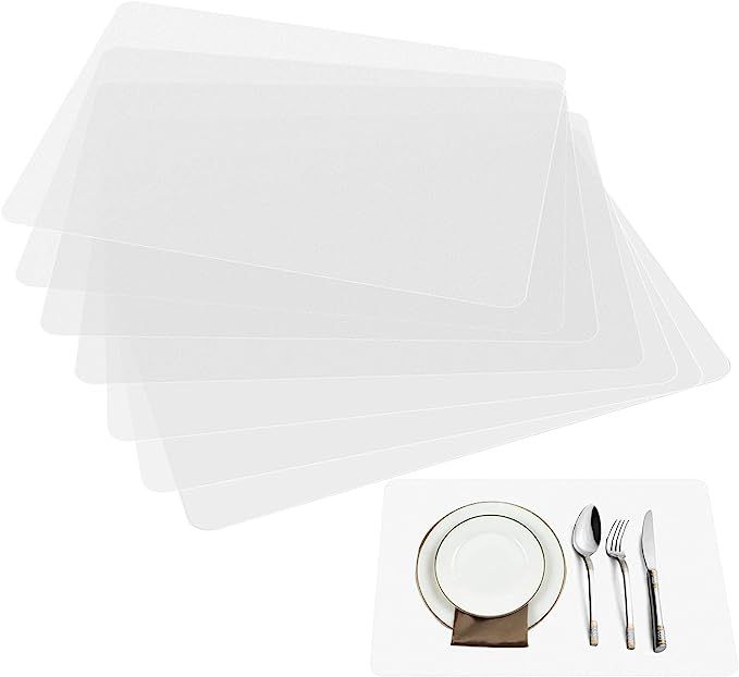 WeLiu Plastic Placemats Table Mats, Translucent Placemats Washable Dining or Kitchen Table Mat,7 ... | Amazon (US)