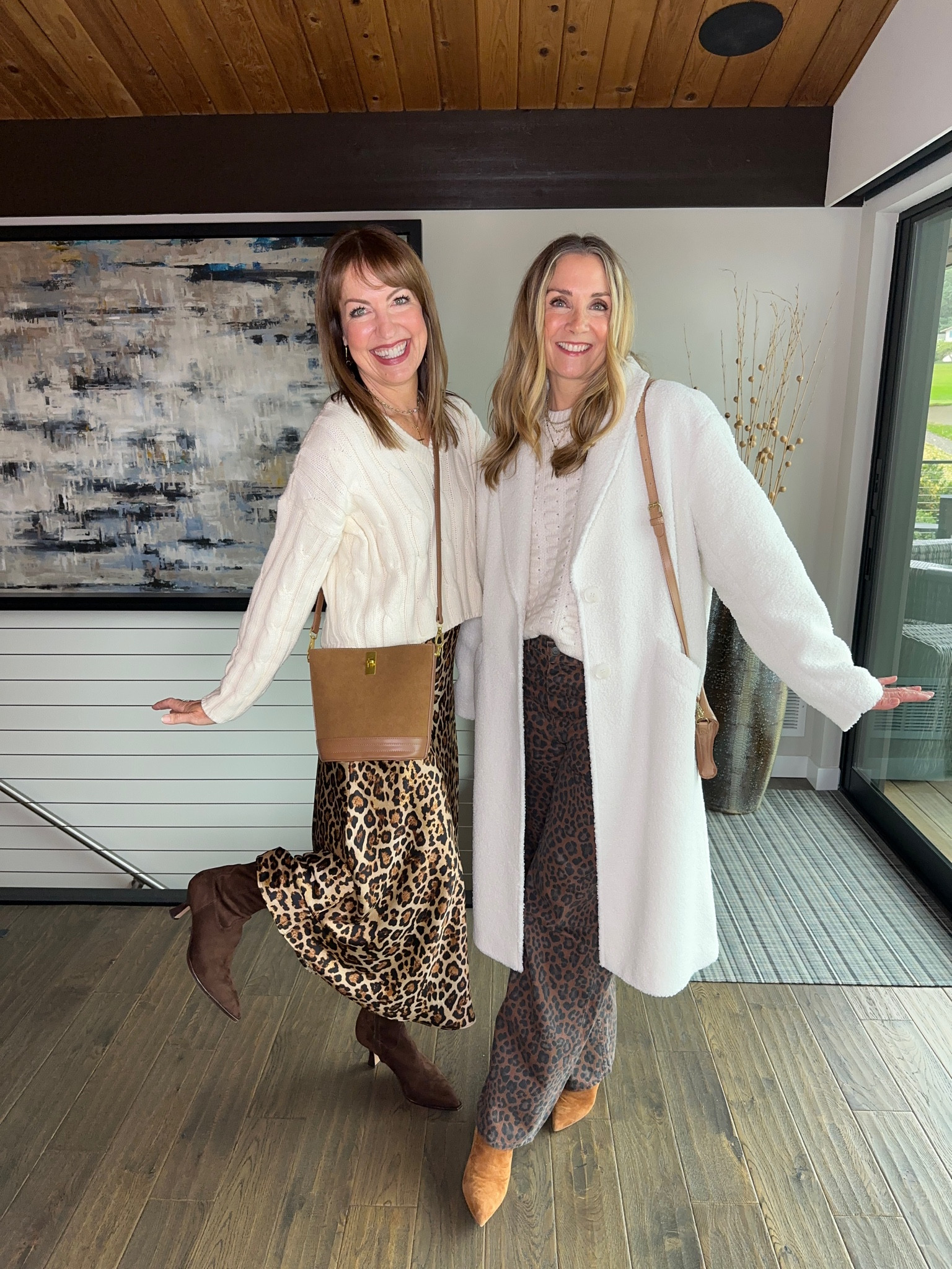 Styling leopard print with cream! Leopard midi skirt, Madewell leopard wide leg jeans, Amazon bag, Splendid cream long boucle coat . Thanksgiving outfit idea, winter outfit, work outfit 

#LTKHoliday #LTKStyleTip #LTKOver40