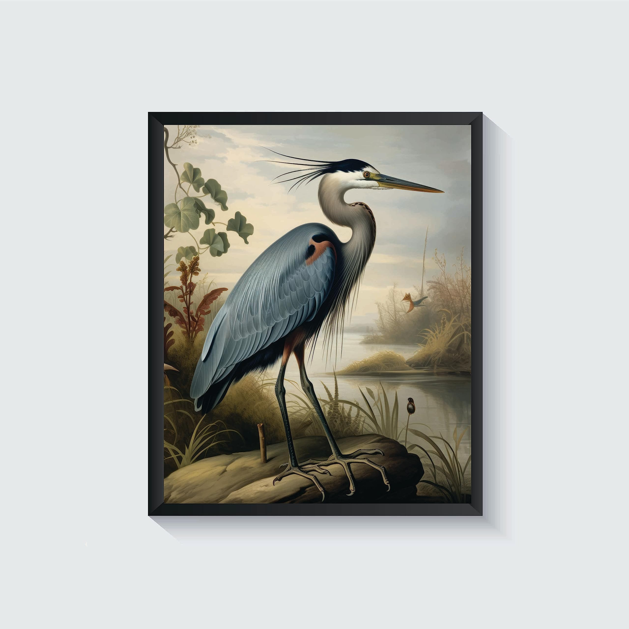Blue Heron Poster Art Print Retro Vintage Bird Wall Art Poster Decor Nature, Avian Wall Decor Bir... | Amazon (US)