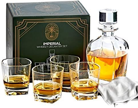 Imperial Whiskey Decanter Set for Men - Regal Trunk Whiskey Glass Set of 4 with Crystal Glass Dec... | Amazon (CA)