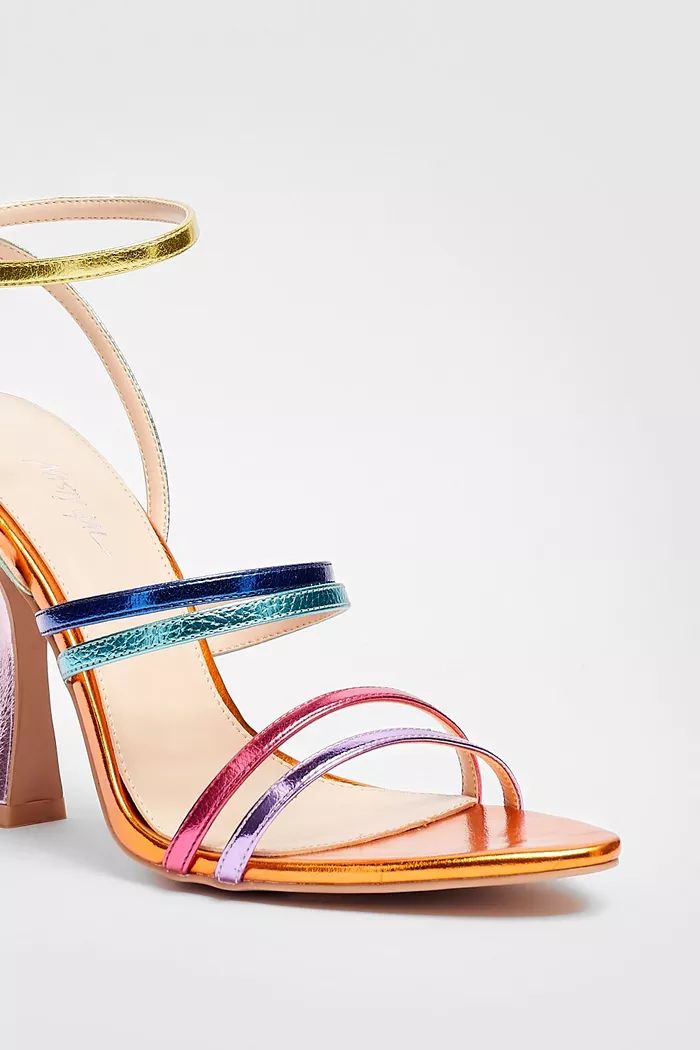 Faux Leather Strappy Metallic Heeled Sandals | Nasty Gal (US)
