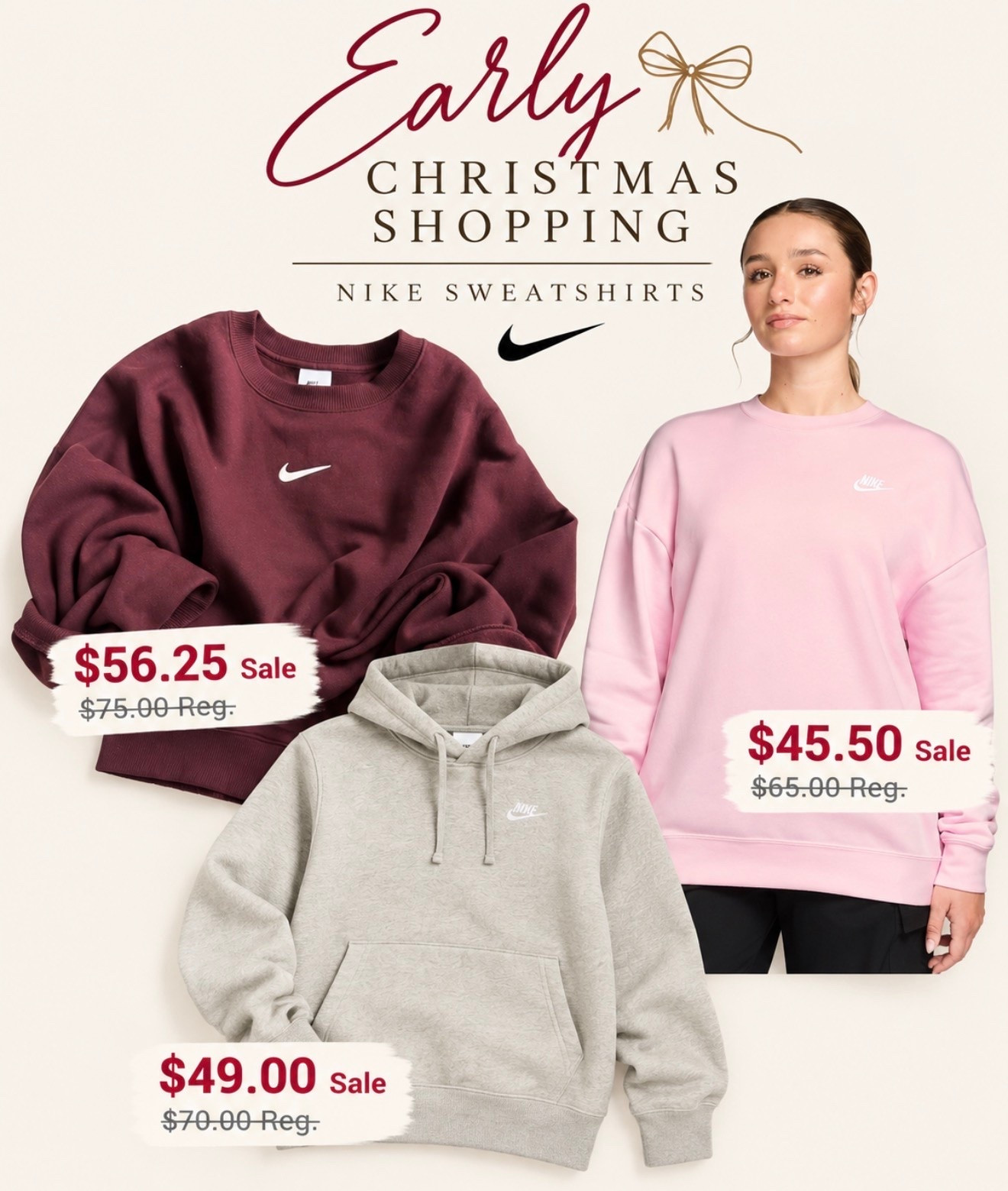 Nike sweatshirts currently on sale. No code needed. Free shipping over $49!
@kohls #kohls #kohlspartner #kohlsfinds
@ltk #ltk