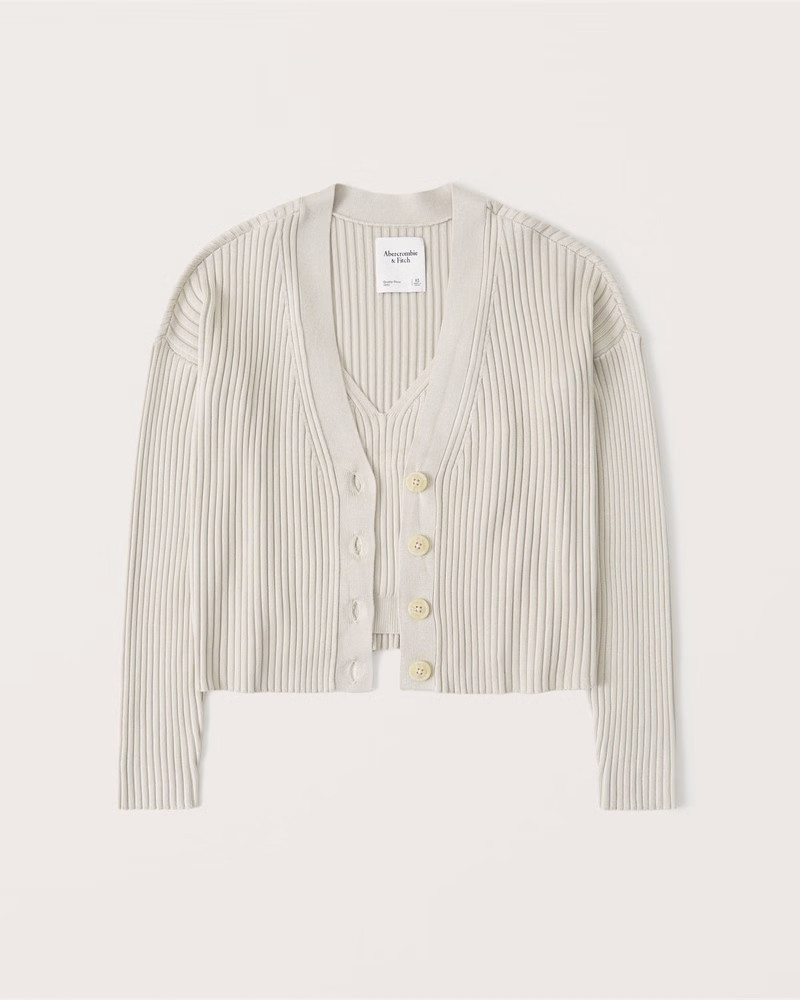 Elevated Ribbed Knit Tank and Cardigan Set | Abercrombie & Fitch (US)