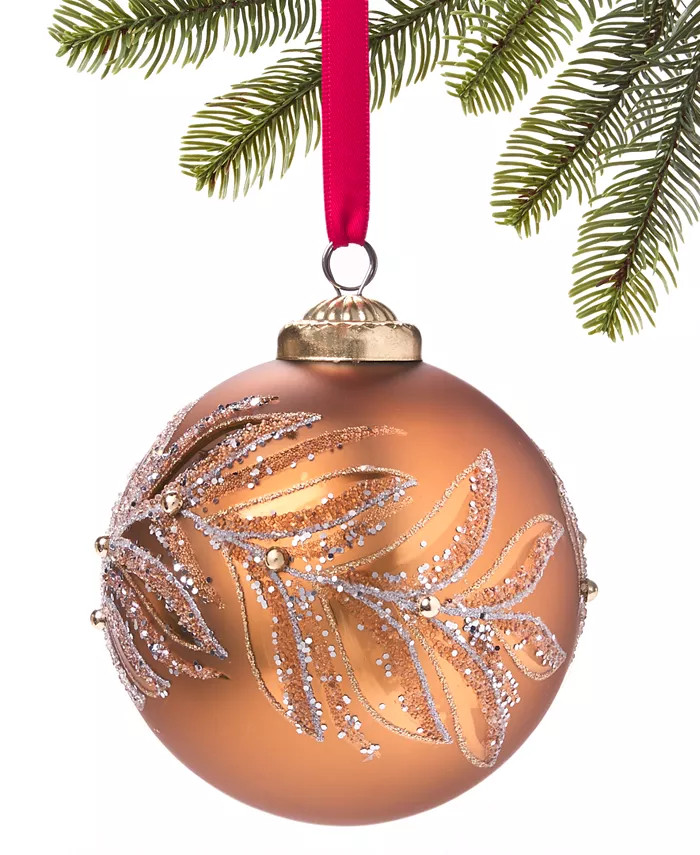 Spiced Cider Floral Glitter Ball Ornament, Created for Macy's | Macy's