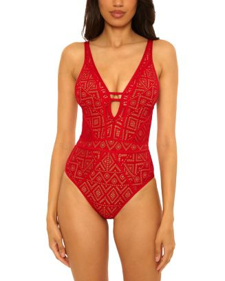 Crochet Plunge One Piece Swimsuit | Bloomingdale's (US)
