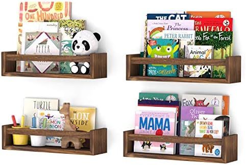 Wallniture Utah Nursery Bookshelf Set of 4, Floating Shelves for Kids Room Decor, Wood Wall Shelv... | Amazon (US)