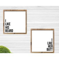 I Like His Beard Her Butt Wooden Signs/Set Of 2 Mini Bedroom Fun Wedding Gift Shower Farmhouse | Etsy (US)