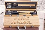 Personalized Bamboo BBQ Gift Set, Grilling Tool Set, Engraved Barbeque box, Father’s Day, Chefs Gift | Amazon (US)