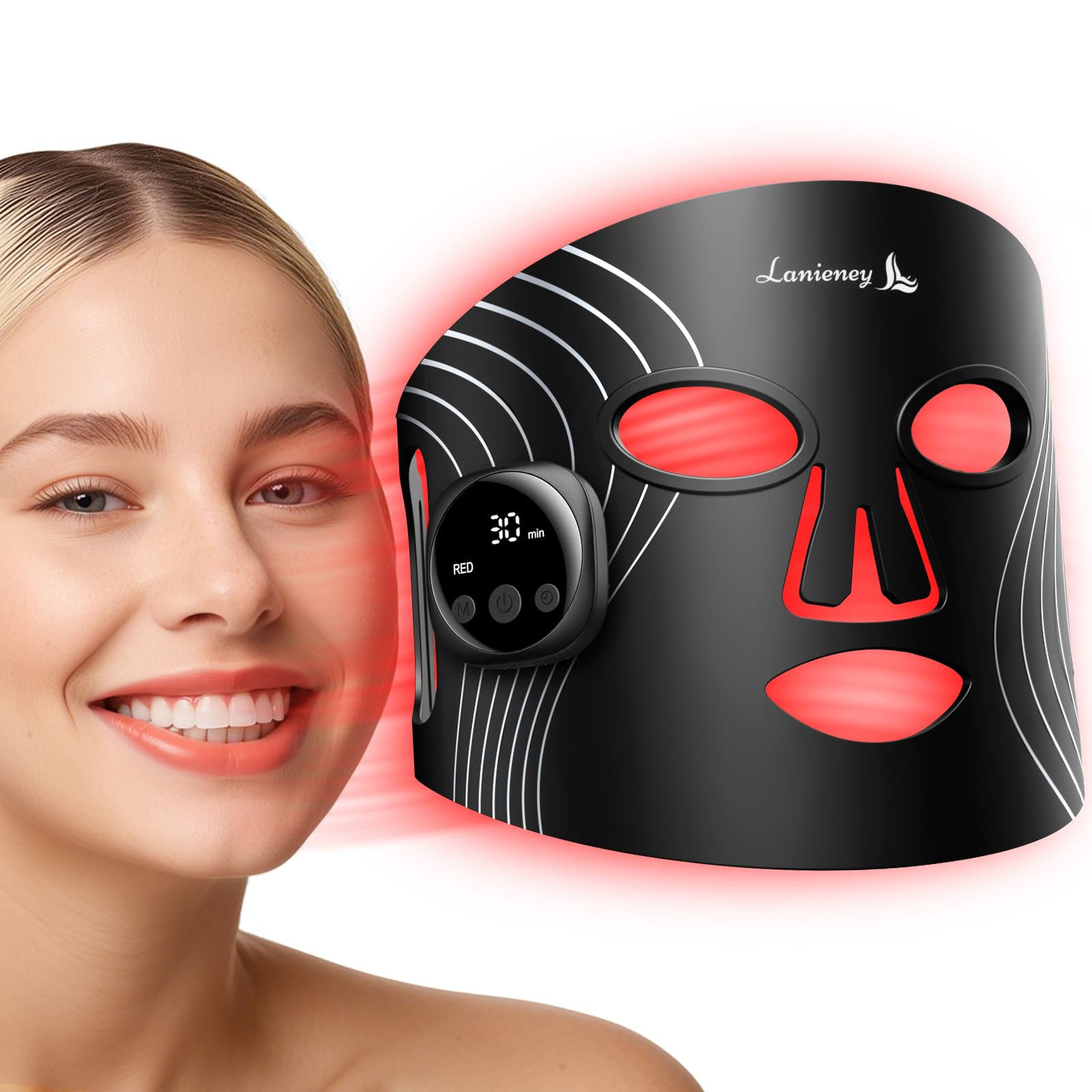 Red Light Therapy Mask for Face, Wireless LED Face Mask, Rechargeable and Adjustable Timer Design... | Amazon (US)