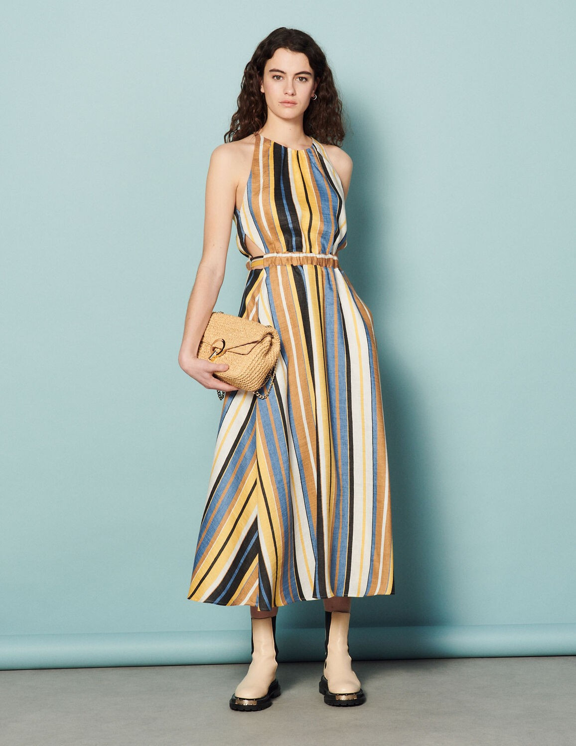 Long linen dress | Sandro-Paris US