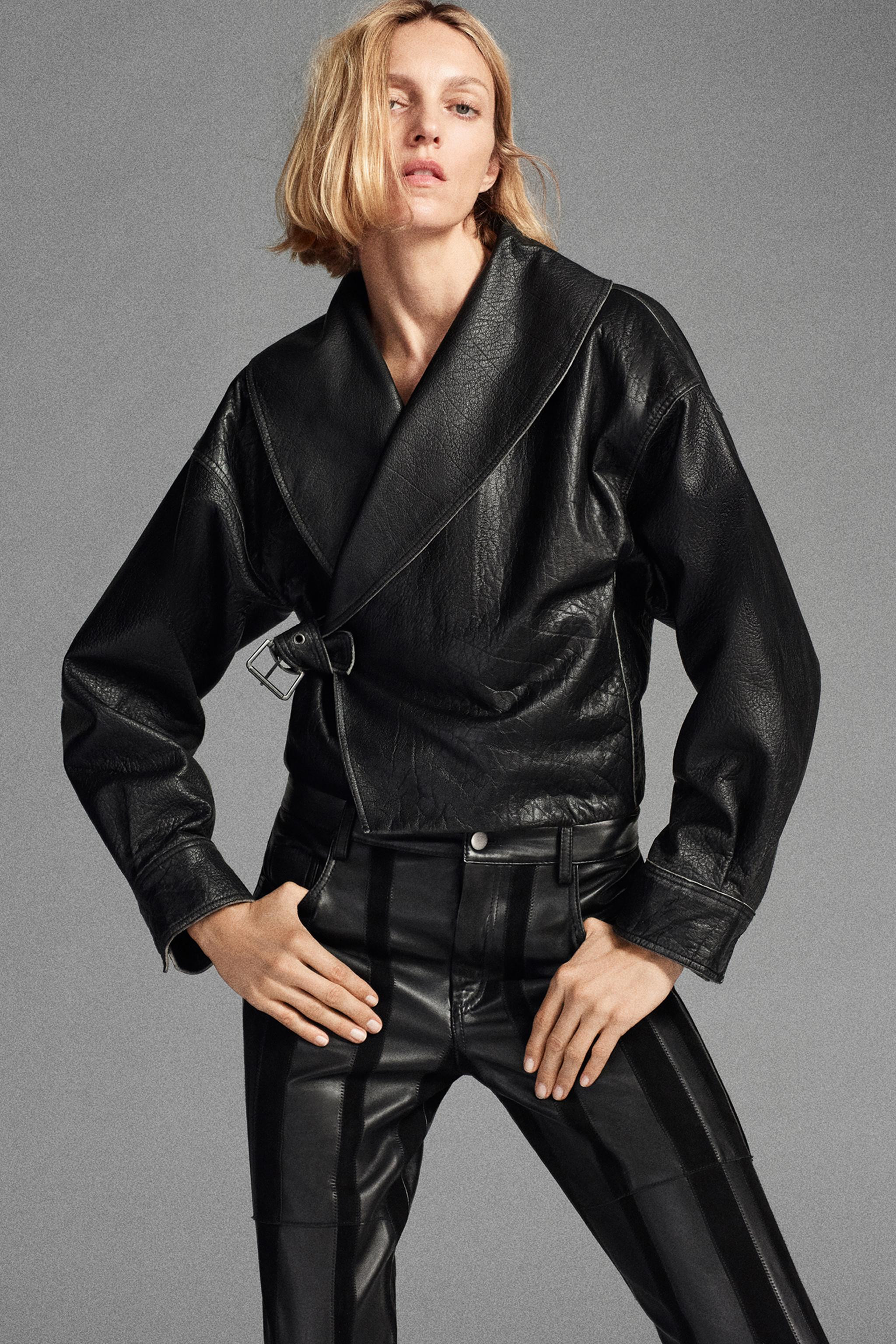 ZW COLLECTION 100% LEATHER BUCKLE JACKET | Zara UK