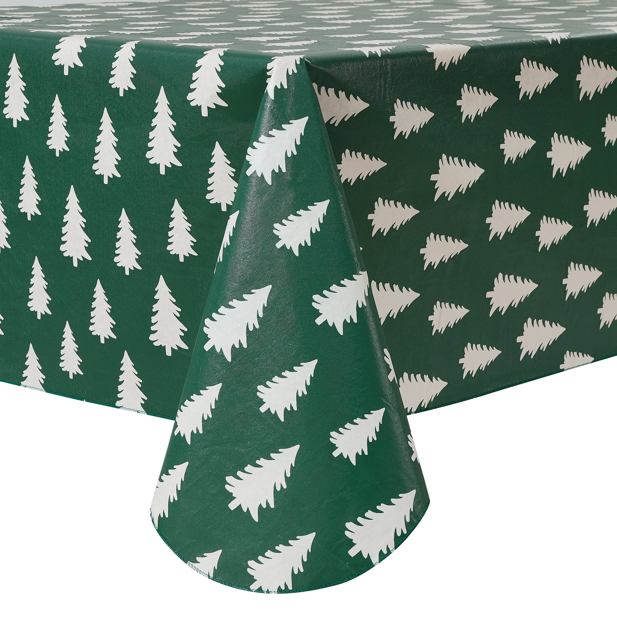 Holiday Time Christmas Trees  Reusable Tablecloth, Party Decoration 60" x 84" - Green Trees | Walmart (US)