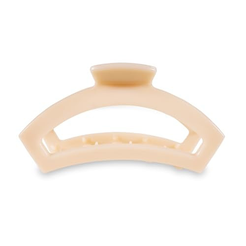 TELETIES - Large Open Claw Clip - Strong Grip, Bendable Teeth, Comfortable Open Cutout Design - Ideal for Long, Thick, Curly, or Wavy Hair - For All Hair Textures - Almond Beige | Amazon (US)
