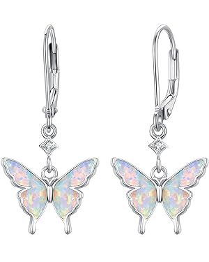 CUOKA MIRACLE Opal Butterfly Necklace for Women 925 Sterling Silver Dainty Cute Butterfly Charm J... | Amazon (US)