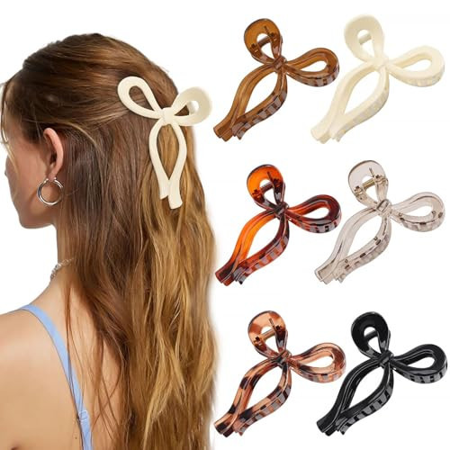 Molizummy Hair Clip, 6 PCS Bow Claw Clips for Women, Large Hair Clips for Thick Thin Hair, Elegant Bow Hair Clips Styling Hair Accessories, Cute Gifts for Girls Teen | Amazon (US)