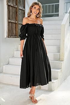 R.Vivimos Women Summer Half Sleeve Cotton Ruffled Vintage Elegant Backless A Line Flowy Long Dres... | Amazon (US)