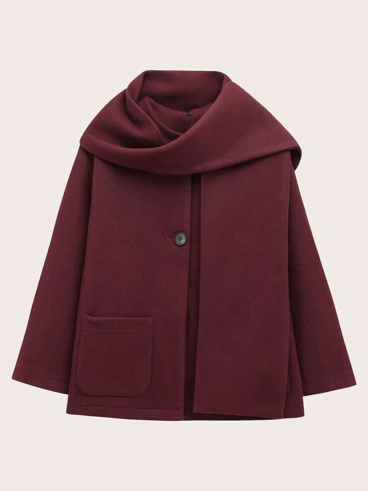 Solid Color Casual Warm Single-Breasted Overcoat, Autumn/Winter | SHEIN