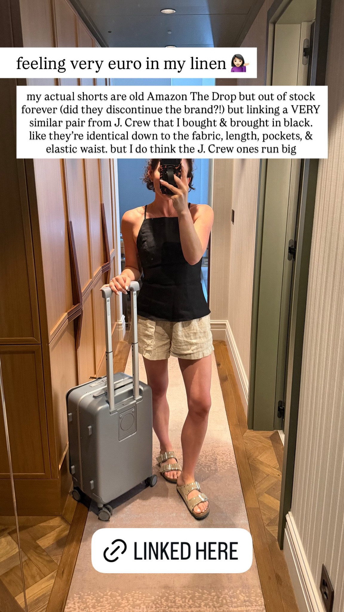 feeling very euro in my linen 💁🏻‍♀️

my actual shorts are old Amazon The Drop but out of stock forever (did they discontinue the brand?!) but linking a VERY similar pair from J. Crew that I bought & brought in black. like they're identical down to the fabric, length, pockets, & elastic waist. but I do think the J. Crew ones run big

#LTKTravel #LTKootd #LTKmomlife