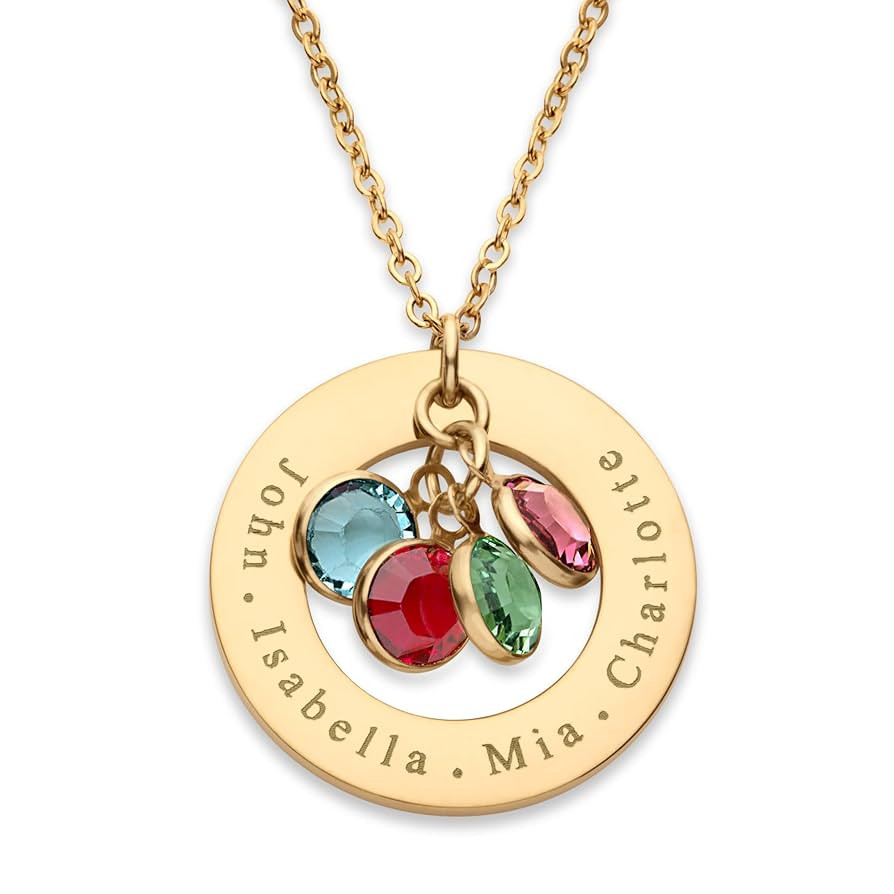 Birthstone Necklace for Mom 1 to 5 Kids Names and Birth Month Stones, Custom Family Jewelry for W... | Amazon (US)