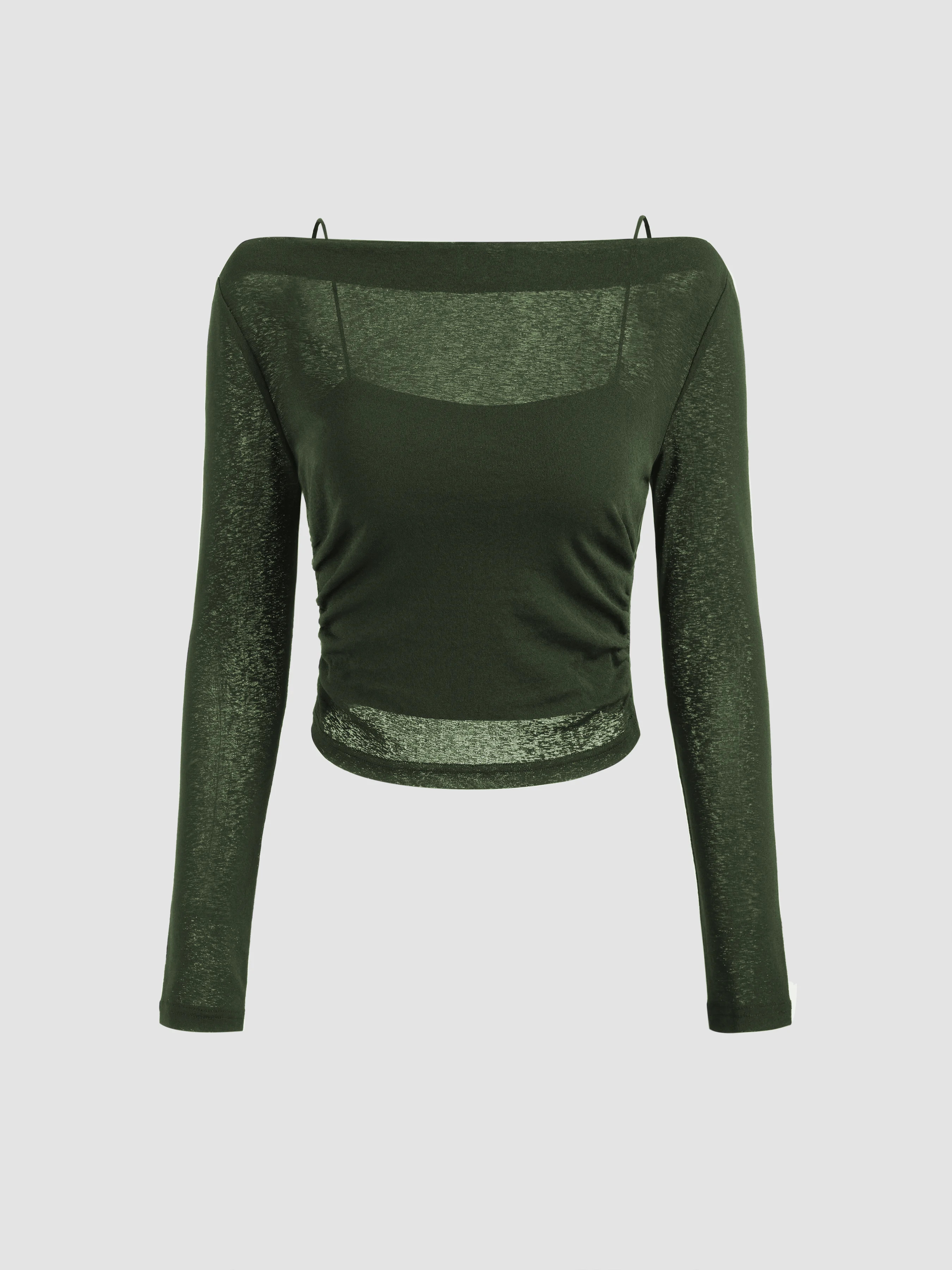 Boat Neck Long Sleeve Two-piece Top | Cider