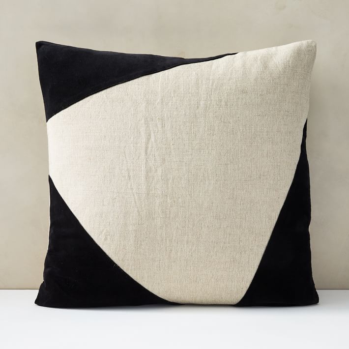 Cotton Linen & Velvet Corners Pillow Cover | West Elm (US)