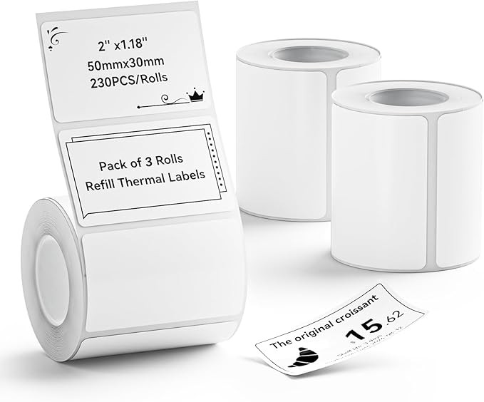 NIIMBOT 3 Rolls Set Label for B1/B21/B3S Label Printer, 1.97'' x 1.18'' (50x30mm),Waterproof Labe... | Amazon (US)