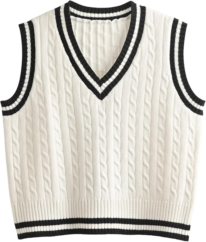Hyipels Women's Sweater Vest,Y2K Sleeveless Pattern Preppy Style Knitted Crop Tank Top for Girl | Amazon (US)