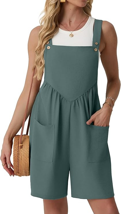 Lepunuo Summer Rompers for Women Sleeveless Short Jumpsuits Casual Loose Fit Overalls Vacation Ou... | Amazon (US)
