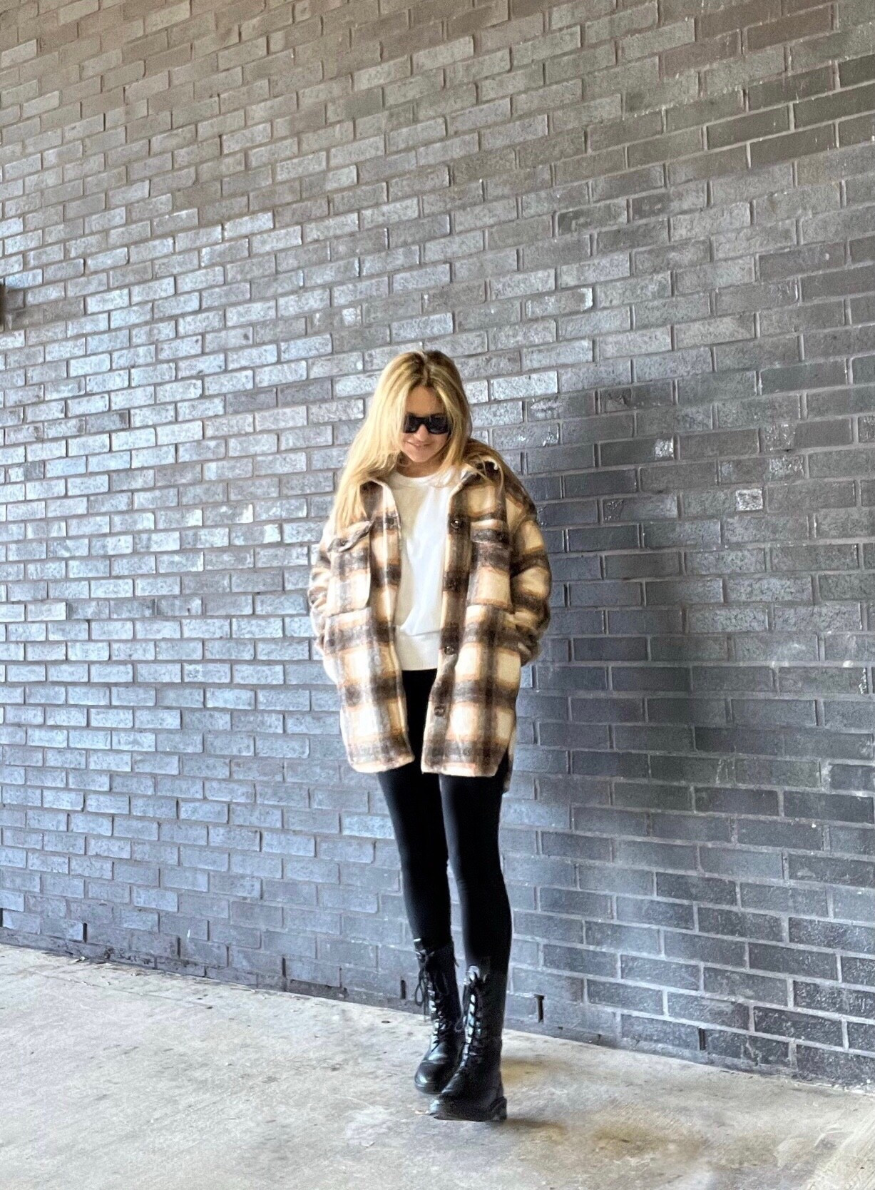 Wearing a plaid shacket that’s made of a sherpa / flannel material w a plain white tee, black leggings and black combat boots. Winter or Fall outfit.

#LTKSeasonal #LTKootd #LTKSaleAlert