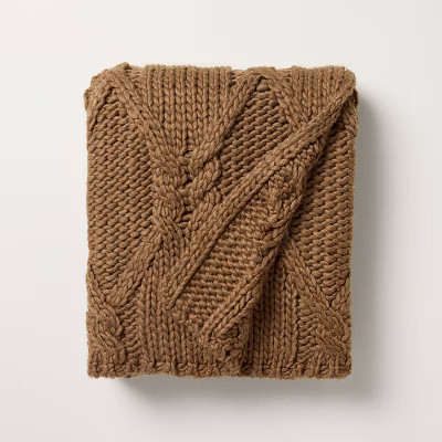 Cable Knit Throw Blanket Brown - Hearth & Hand™ with Magnolia | Target