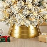 Glitzhome Painted Metal Christmas Tree Collar Decorations, 22" D, Gold | Amazon (US)