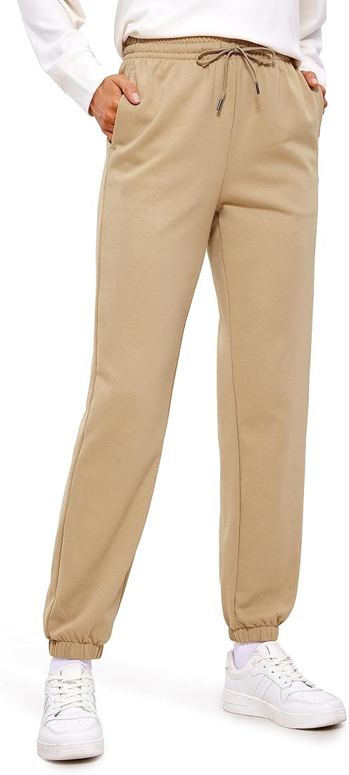 CRZ YOGA Cinch Bottom Sweatpants Women High Waisted, Thick Cotton Sweat Pants with Pockets Casual Lo | Amazon (US)