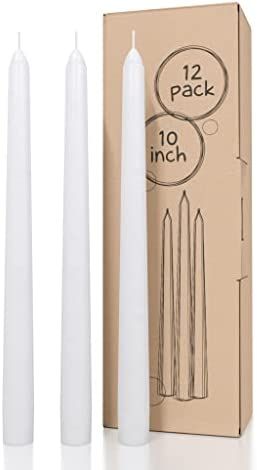 CANDWAX White Taper Candles 10 inch Dripless - Set of 12 Tapered Candles Ideal as Christmas Candl... | Amazon (US)