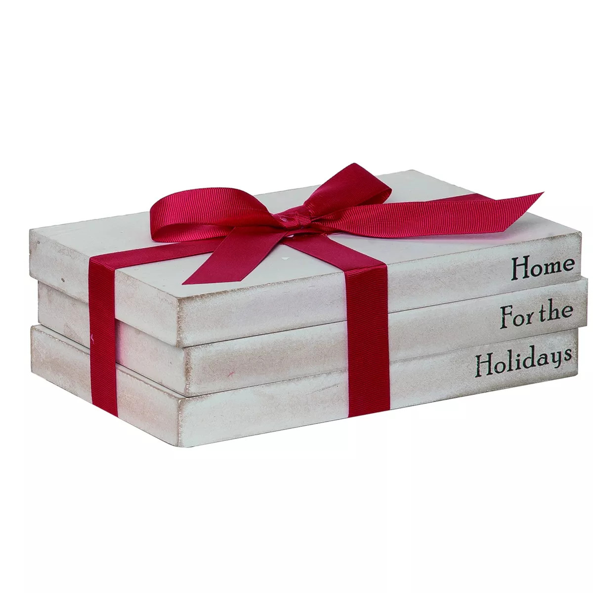 Transpac Wood 9.4 in. White Christmas Rustic Holiday Book Stack | Target