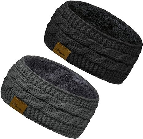 2 Pack Ear Warmer Headband Women Winter Cable Knit Headband Twist Fuzzy Fleece Lined Gifts Stocki... | Amazon (US)