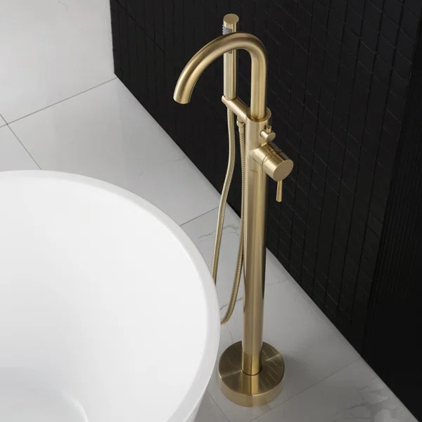 F-0007 Single Handle Floor Mounted Tub Filler with Handshower | Wayfair North America