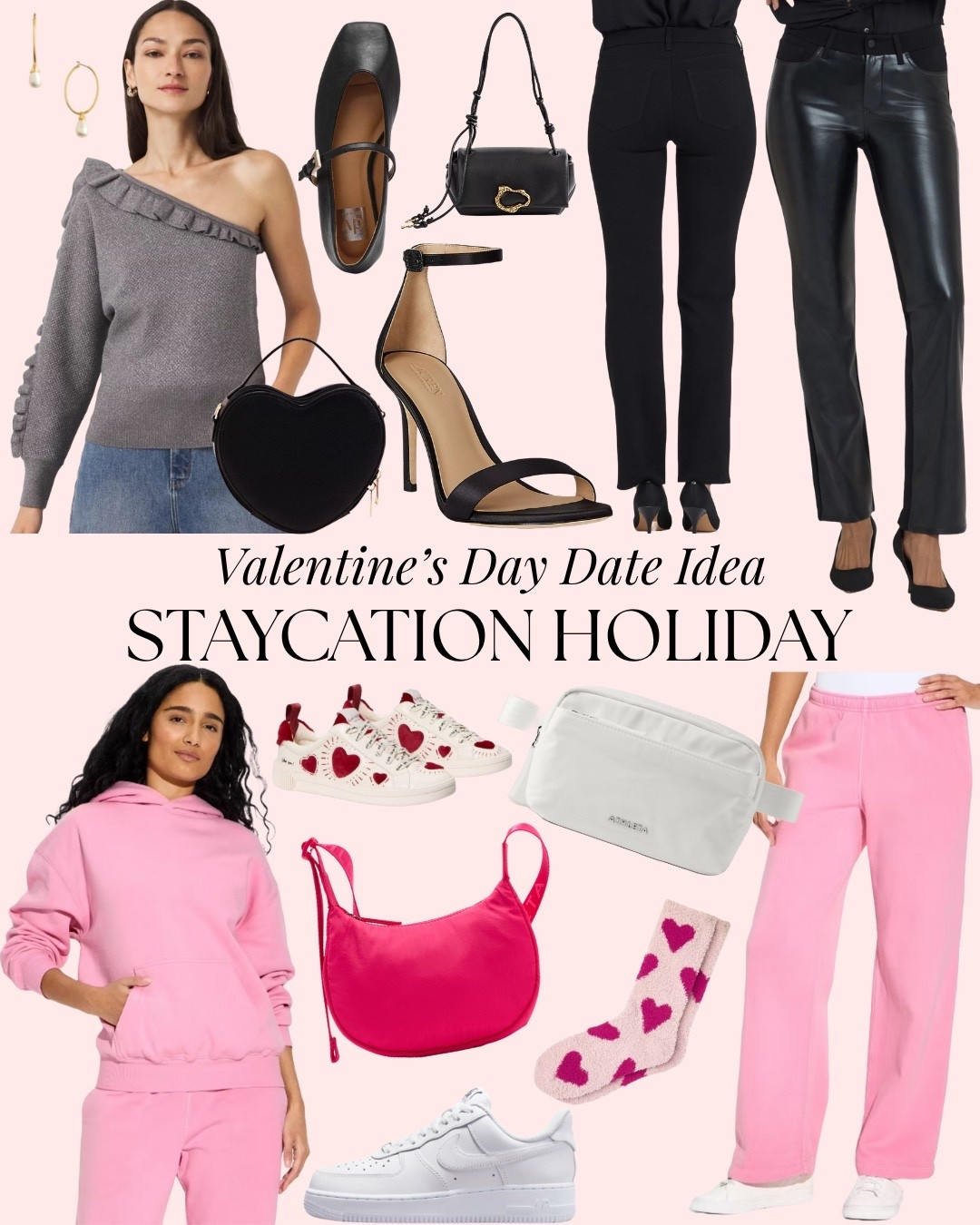 I know that for me, one of the worst parts about going on a trip is going to the airport, waiting around, and being too close to strangers, so being able to just get in the car go “down the street” or so 😆 is my ideal way to have a relaxing weekend “trip” with my loved ones.

It could be a weekend filled with going out and staying up too late, or one filled with relaxation and spa days (or a little bit of both!) but either way, a weekend away, is always a great time to be had, for Valentine's Day or any day.

Especially when the stress of traveling is off the table 😉.

Linked are some great pieces from White House Black Market, NYDJ, Macy’s, Target, Athleta, Dillards (Barefoot Dreams), J.Crew, and Kate Spade!

#LTKOver40 #LTKActive #LTKValentine